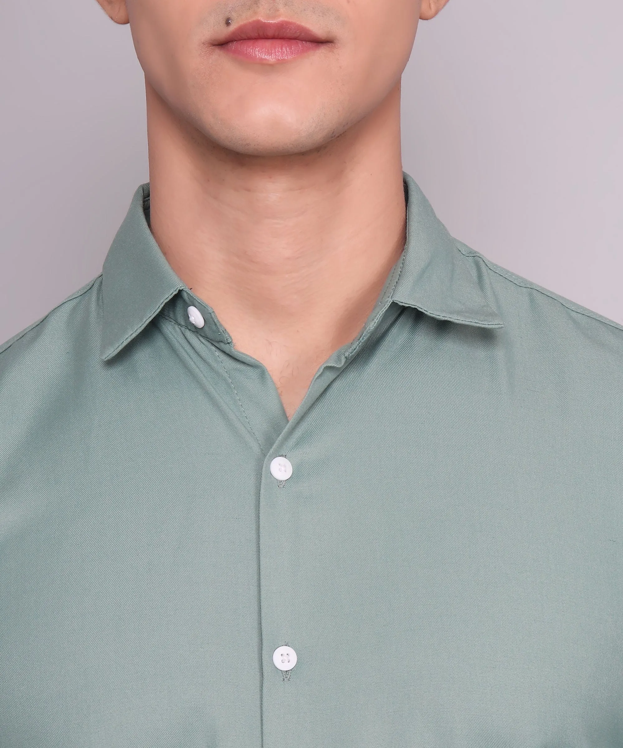 Exclusive TryBuy Premium Ocean Green Button-Up Shirt for Men