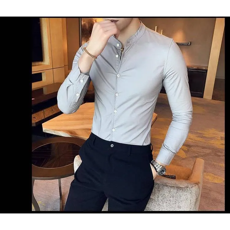 Fancy Glamorous Trendy Cotton Grey Solid  Button-Up Shirt For Men