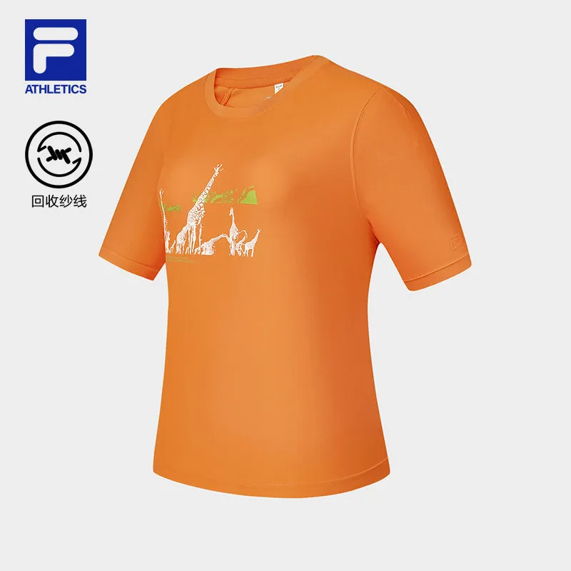 FILA CORE ATHLETICS EXPLORE NATURE'S WONDER Women Short Sleeve T-shirt (Orange / White)