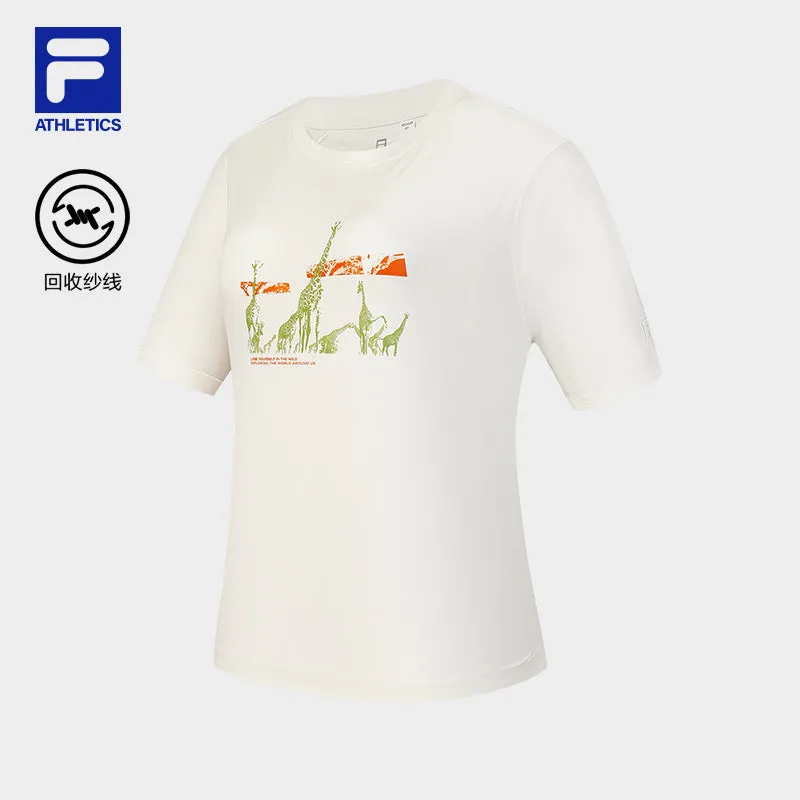 FILA CORE ATHLETICS EXPLORE NATURE'S WONDER Women Short Sleeve T-shirt (Orange / White)