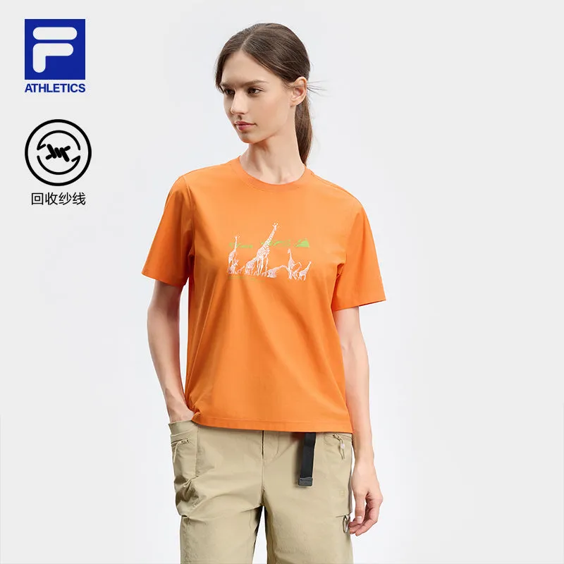 FILA CORE ATHLETICS EXPLORE NATURE'S WONDER Women Short Sleeve T-shirt (Orange / White)