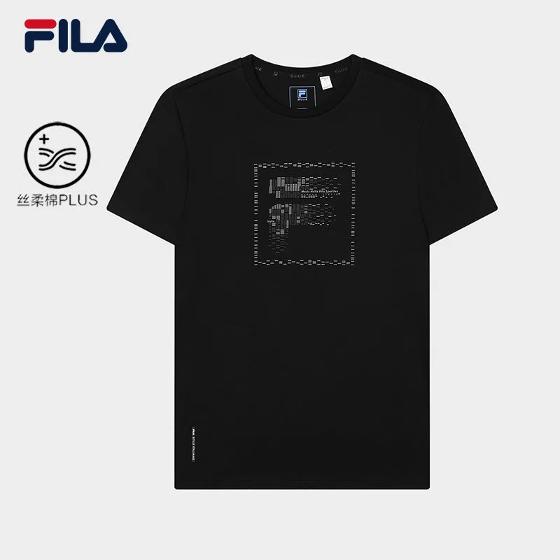 FILA CORE LIFESTYLE BLUE Men Short Sleeve T-shirt (Black / White)