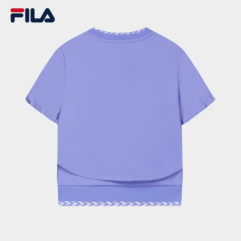 FILA CORE WHITE LINE EMERALD Women Short Sleeve T-shirt in Purple