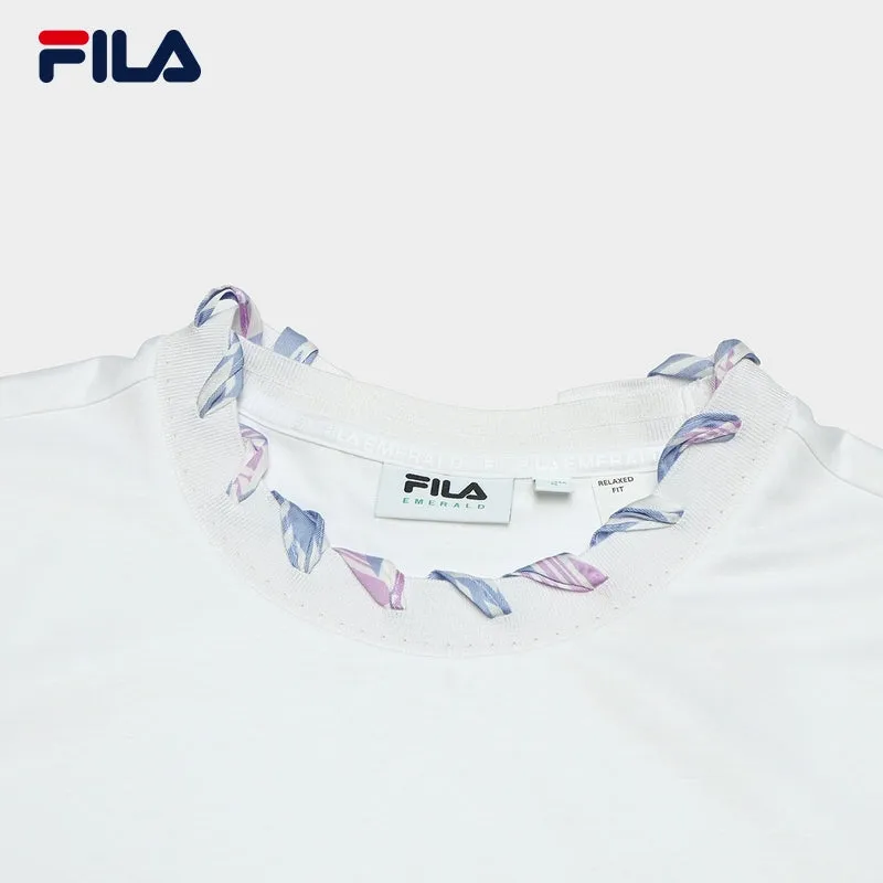 FILA CORE WHITE LINE EMERALD Women Short Sleeve T-shirt in White