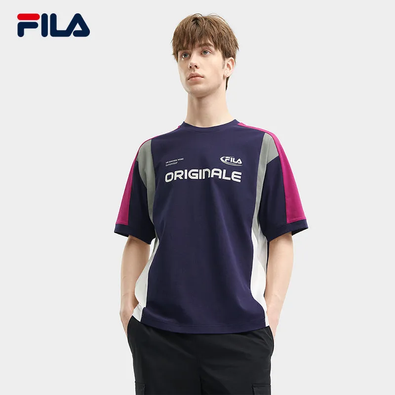 FILA CORE WHITE LINE FILA ORIGINALE Men Short Sleeve T-shirt (Dark Blue / White)