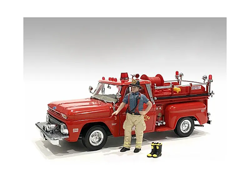 Firefighters Getting Ready Figure with Boots Accessory for 1/18 Scale Models by American Diorama