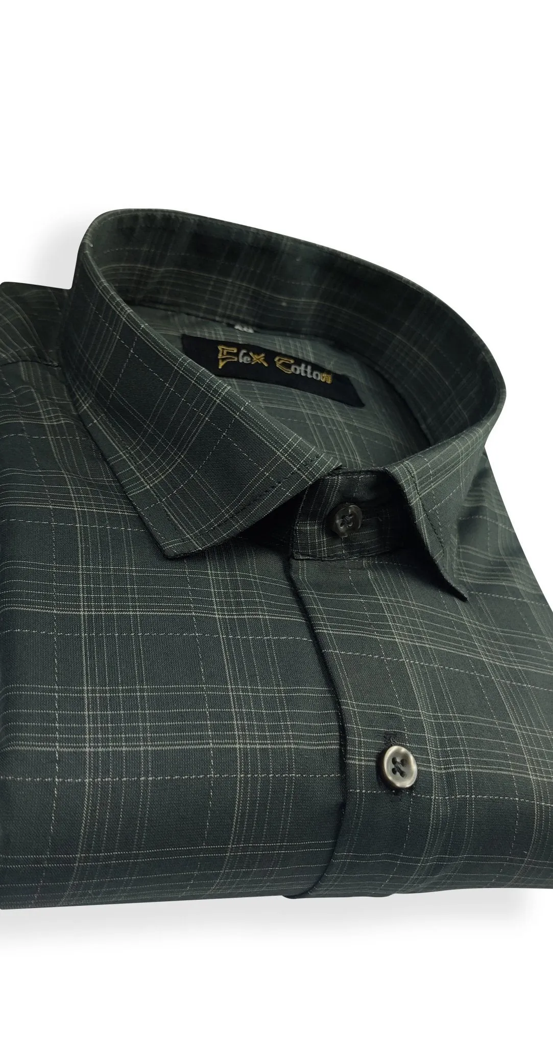 Forest Green Color Poly Cotton Casual Checked Shirt For Men