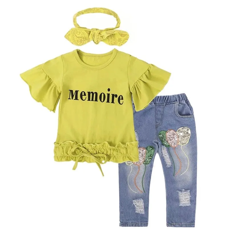 GIRLS "MEMOIRE" BRIGHT TWO-PIECE OUTFIT