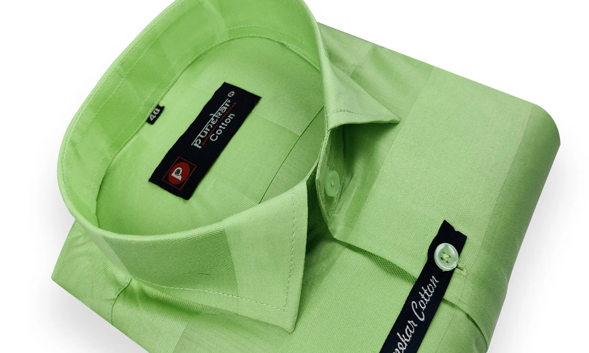 Green Color Cotton Wide Stripes Shirt For Men