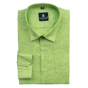 Green Color Poly Cotton Shirt For Men