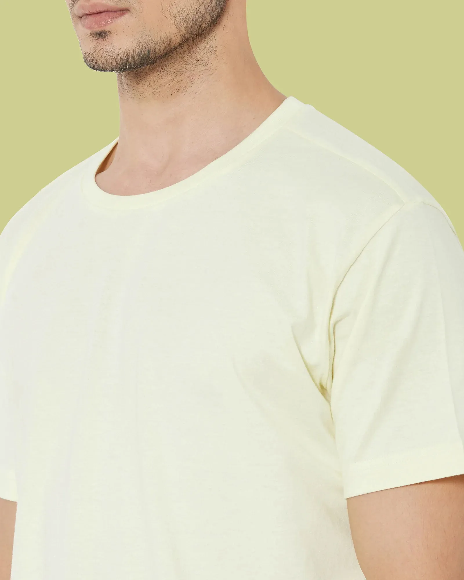 Half Sleeves Crew Neck: Lemon Chiffon