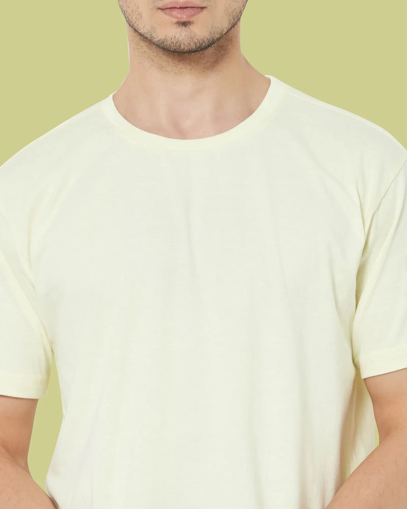 Half Sleeves Crew Neck: Lemon Chiffon