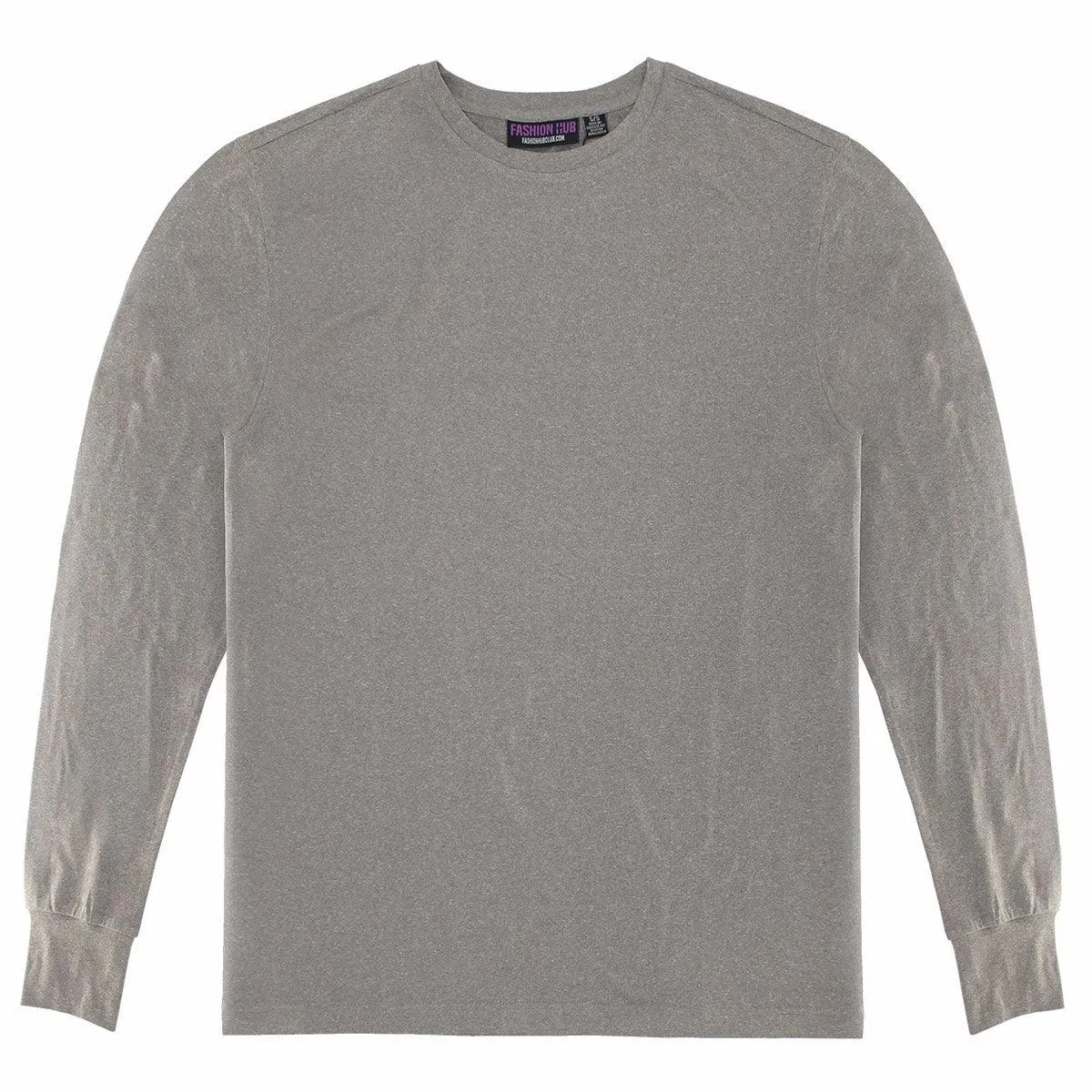 Heather Grey Better Basics Ultra-Soft Crewneck Long Sleeve T-Shirt by Fashion Hub