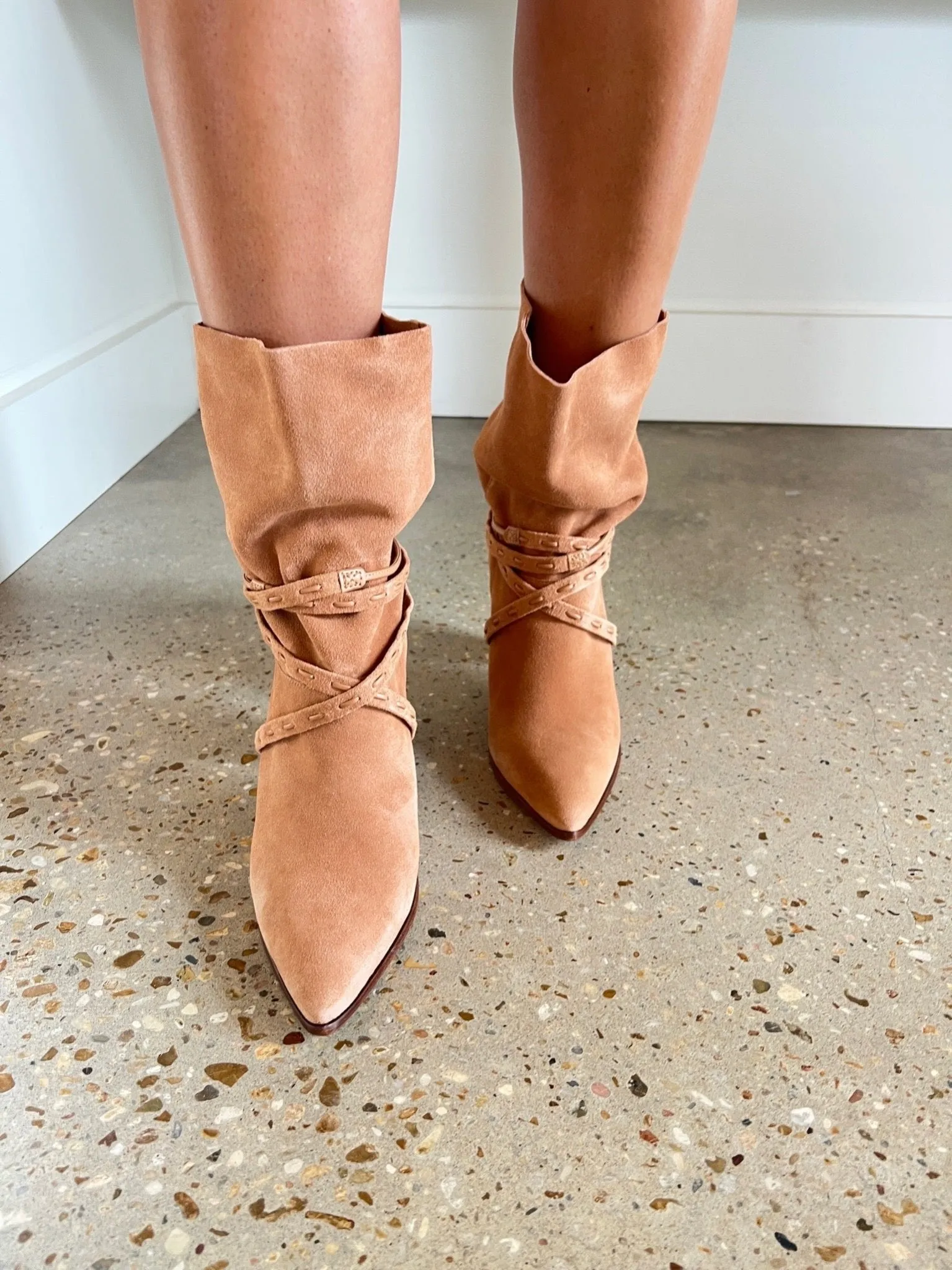 Honey Peach Portia Suede Bootie