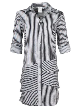 Jenna Dress Black/White Crushed Spectator Stripe - Webstore Exclusive