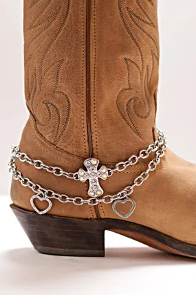 Jeweled Cross & Hearts Boot Jewelry