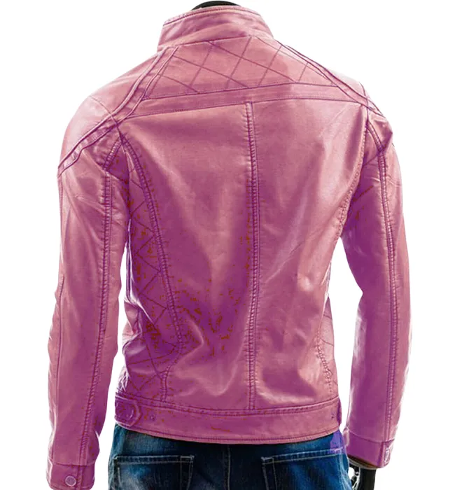 Men's Purple Motorcycle Biker Vintage Retro Cafe Racer Genuine Leather Jacket