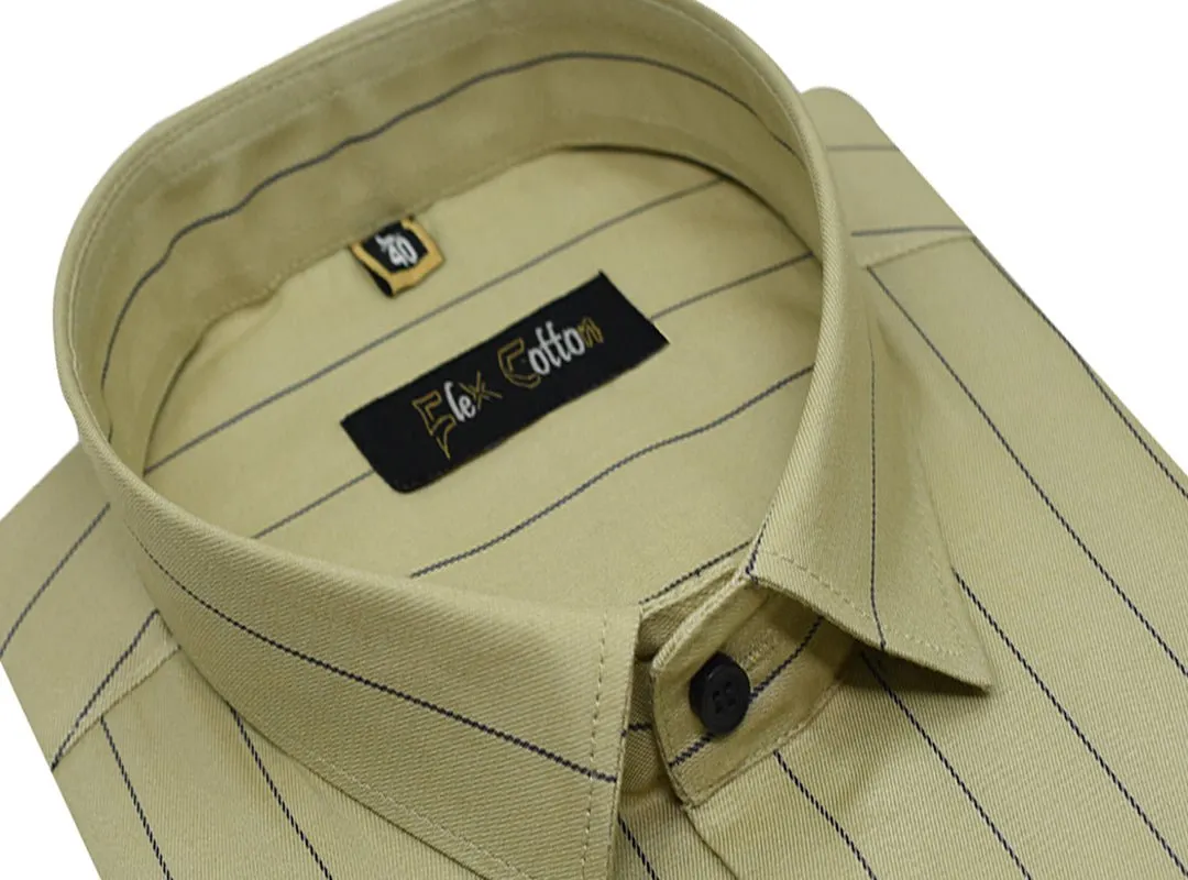 Olive Green Color Lining Cotton Shirt For Men