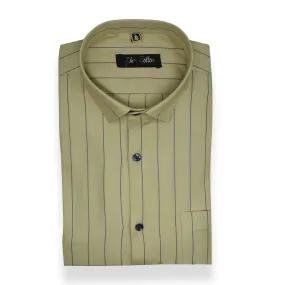 Olive Green Color Lining Cotton Shirt For Men