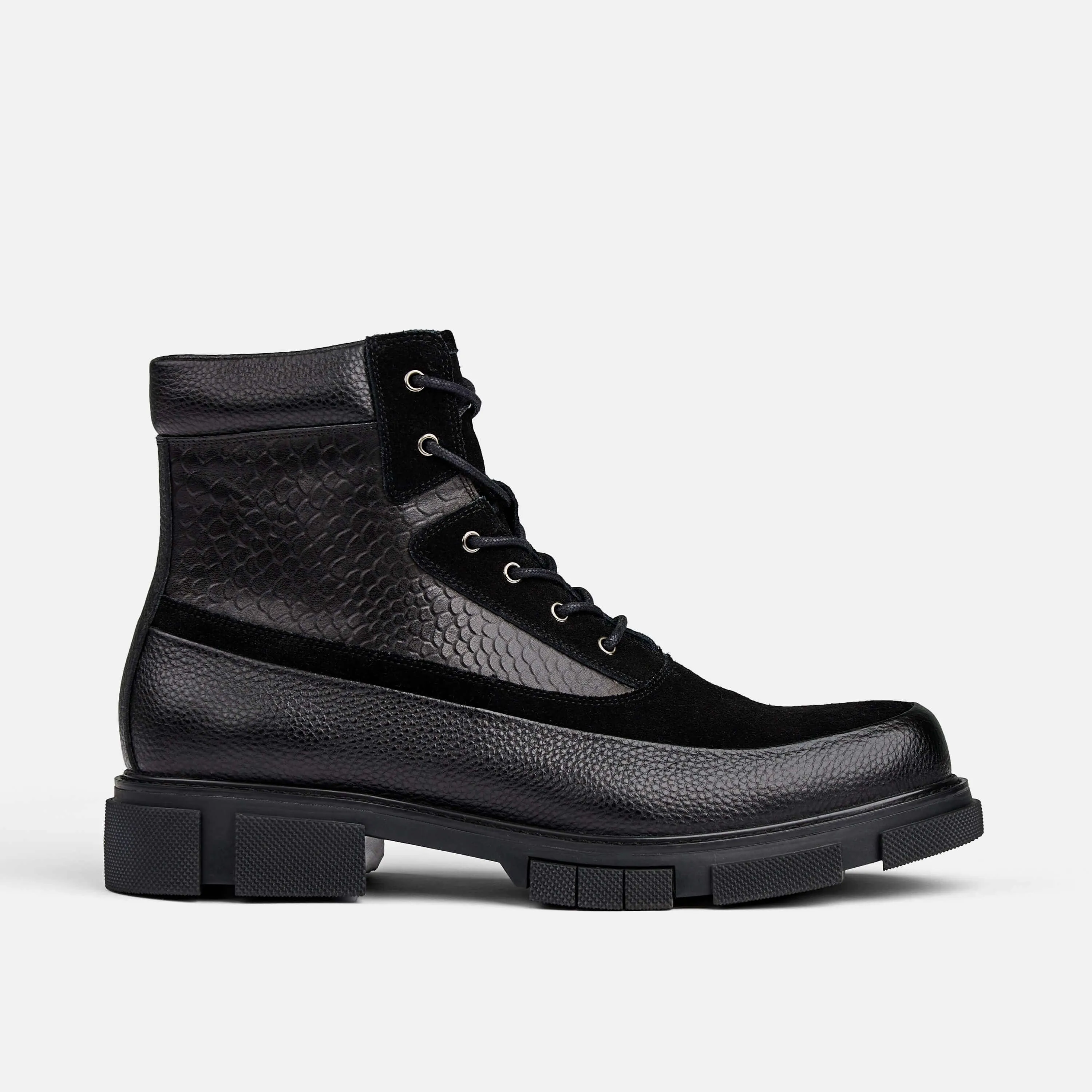 Otis Black Leather Combat Boots