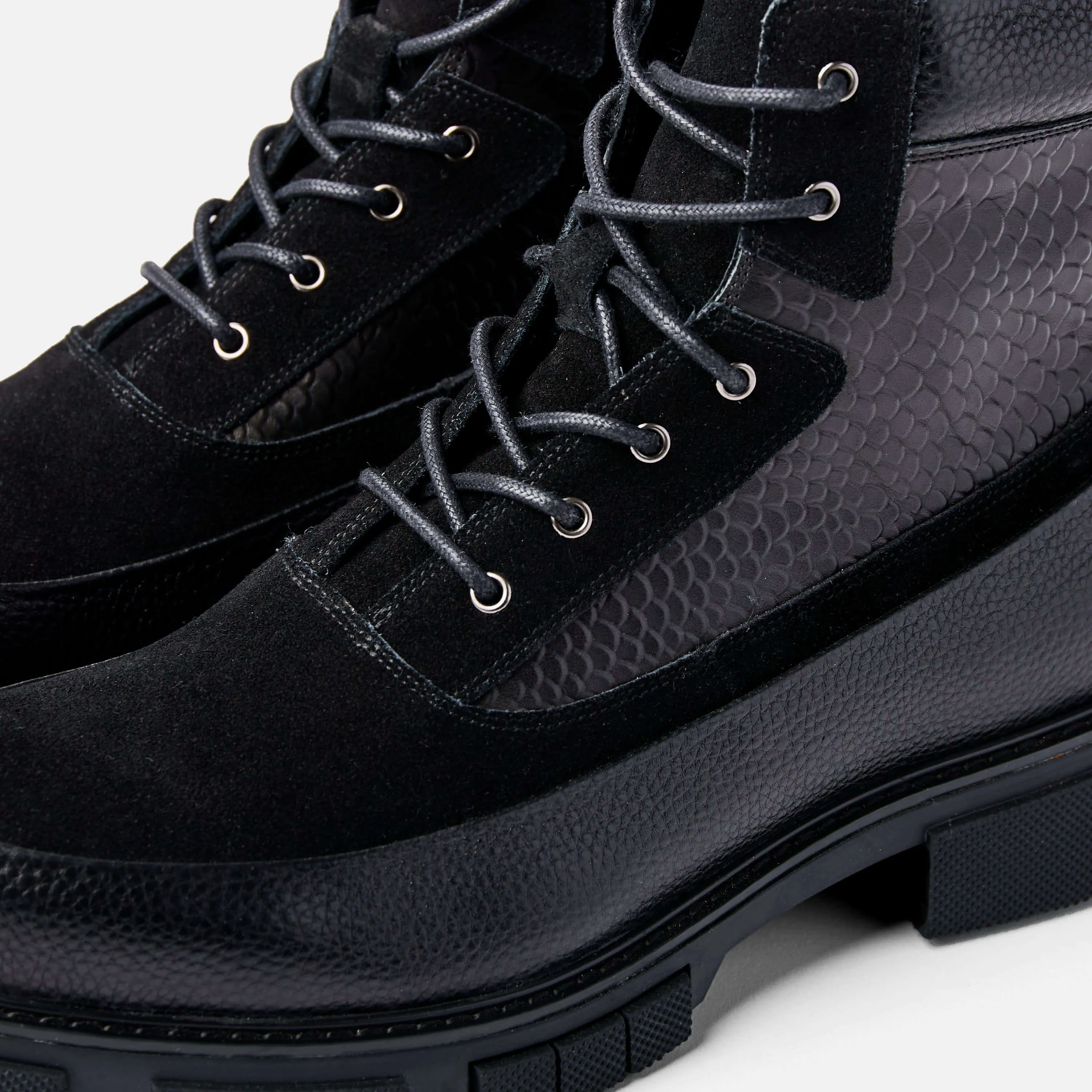 Otis Black Leather Combat Boots