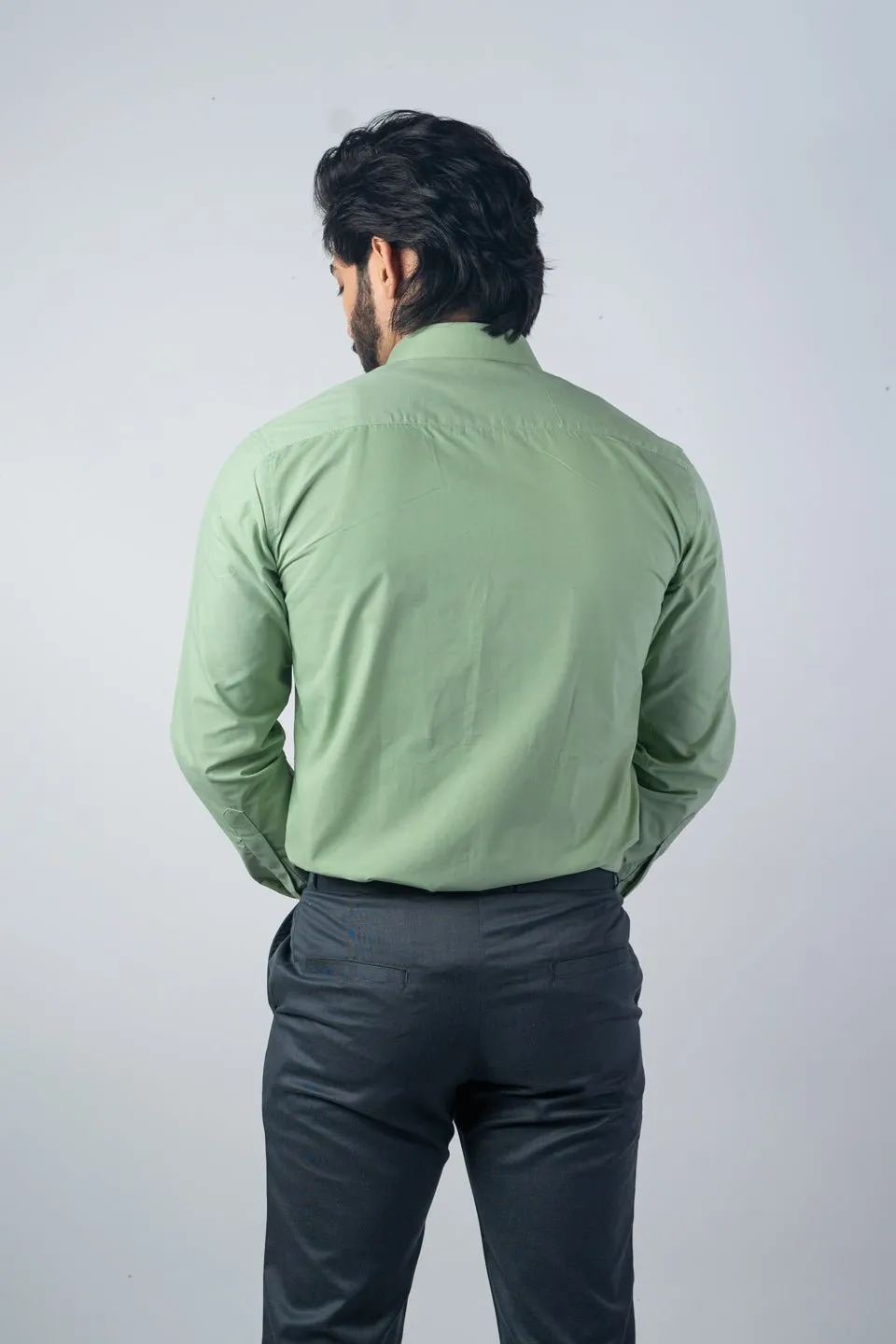 Pista Green Color Lycra Twill Cotton Shirt For Men