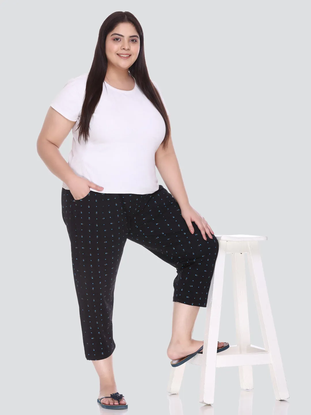 Plus Size Capri For Women - 3/4 Printed Pyjama (3X-7XL)