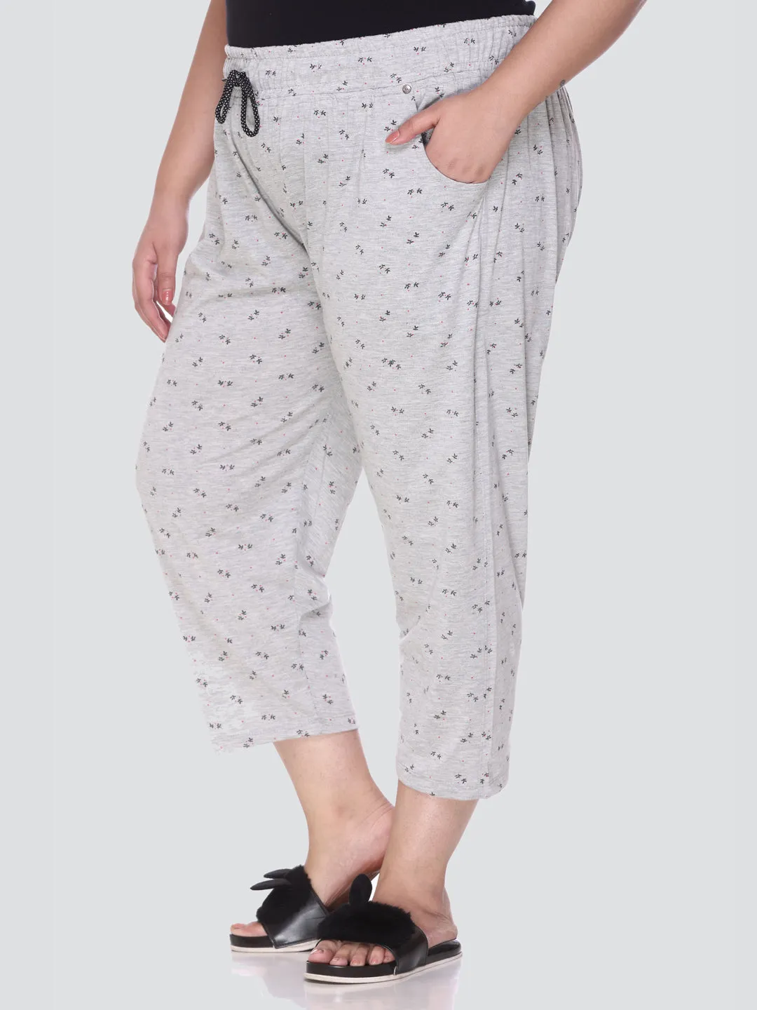 Plus Size Capri For Women - 3/4 Printed Pyjama (3XL TO 5XL)