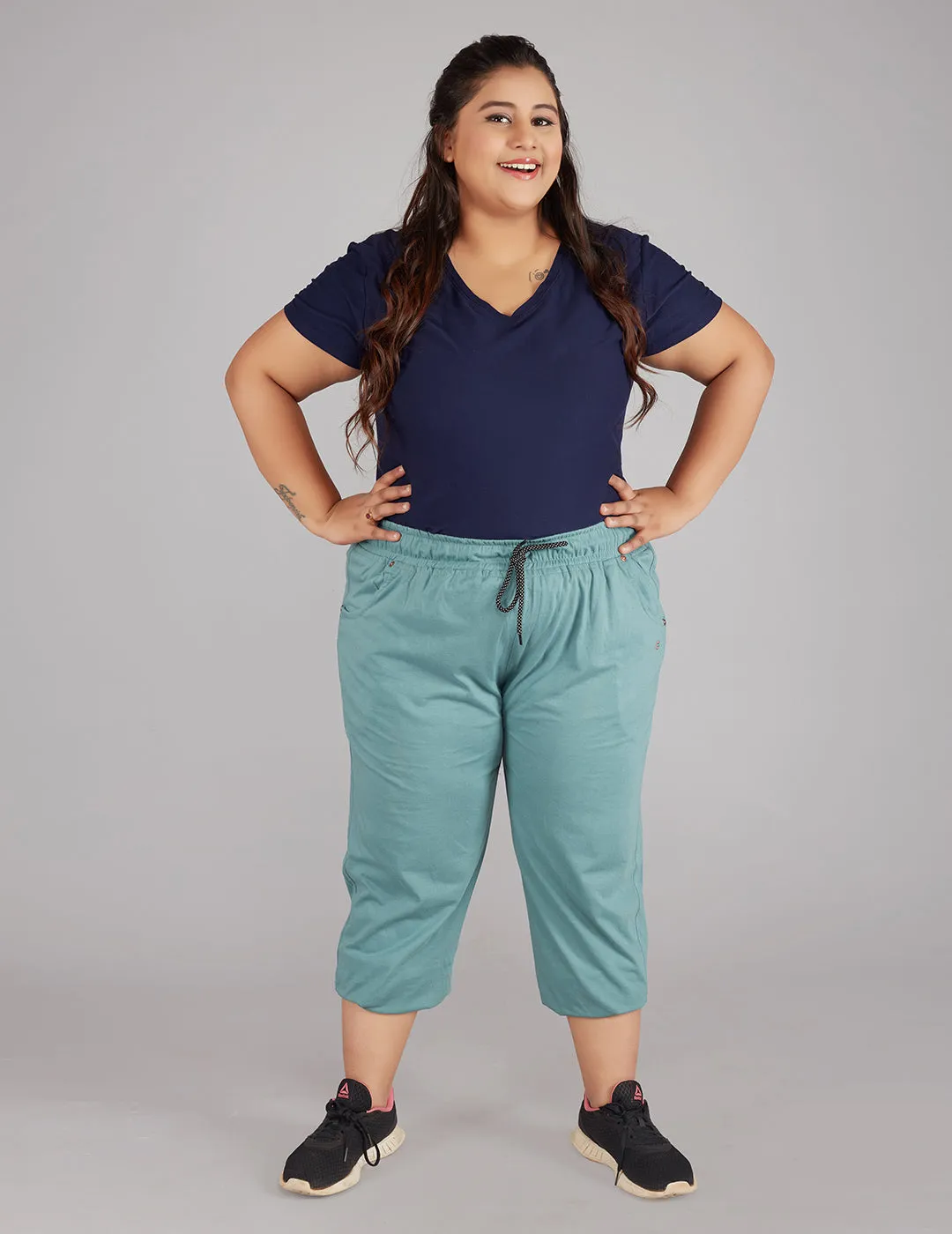 Plus Size Capris For Women - Cotton Capri Pants - Sage