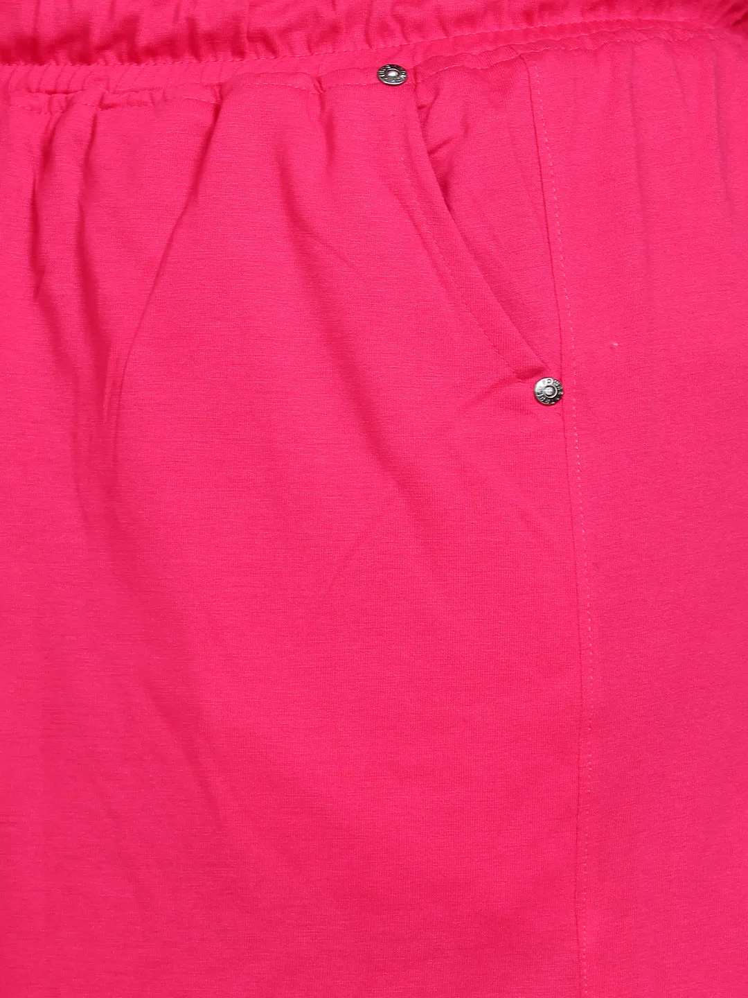 Plus Size Cotton Shorts For Women - Plain Bermuda - Pink