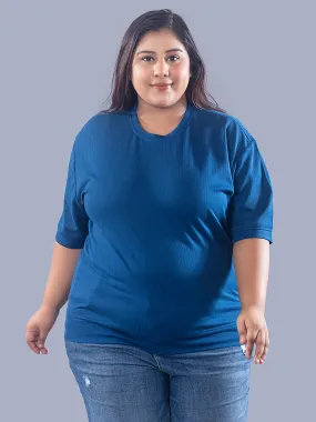 Plus Size Cotton Street Style T-shirts For Summer -Prime Blue