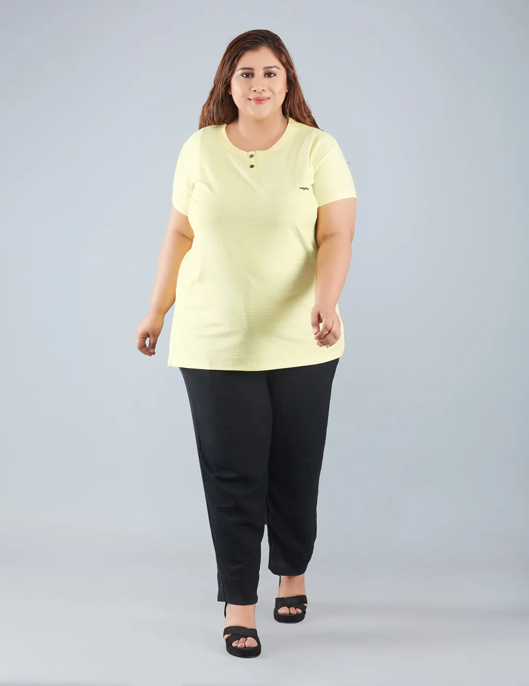 Plus Size Cotton T-shirts For Summer - Lemon