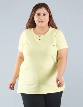 Plus Size Cotton T-shirts For Summer - Lemon