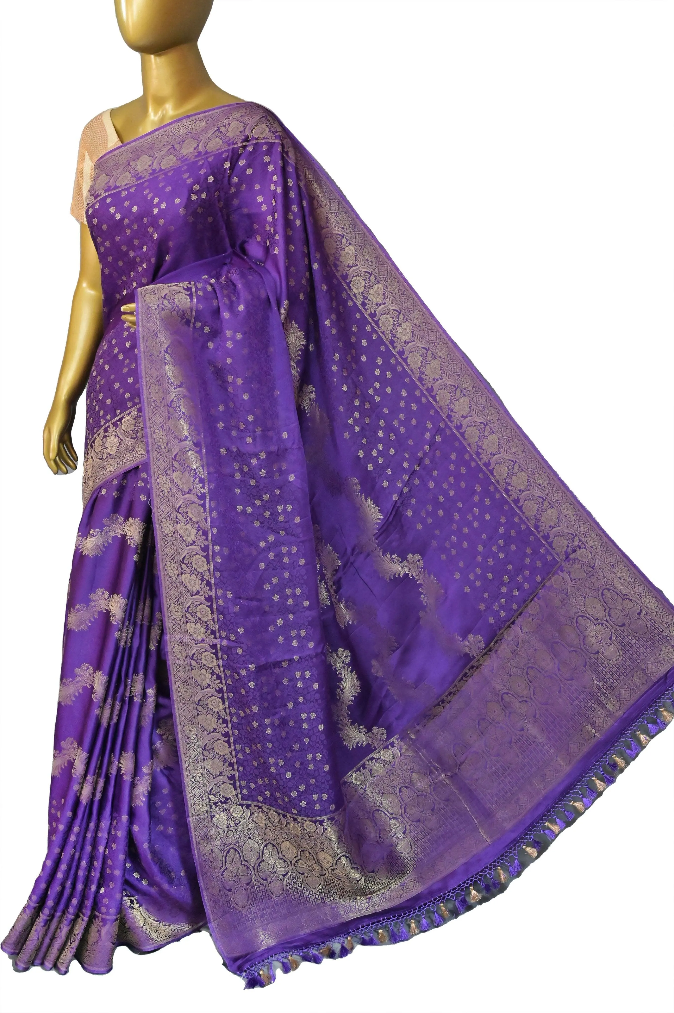 Purple Color Mashru Silk Banarasi with Meenakari Butta Work in