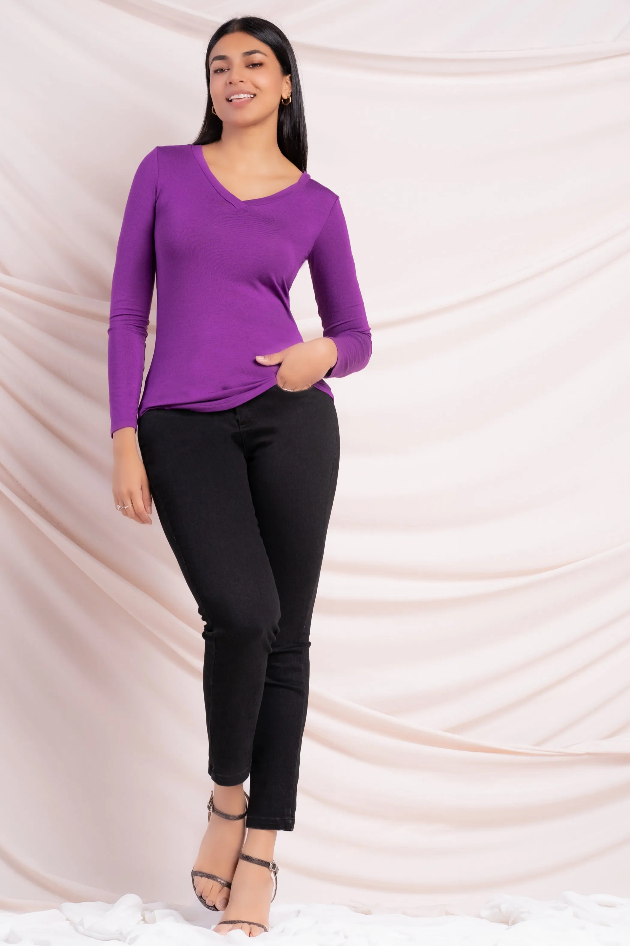 Purple V Neck T-Shirt