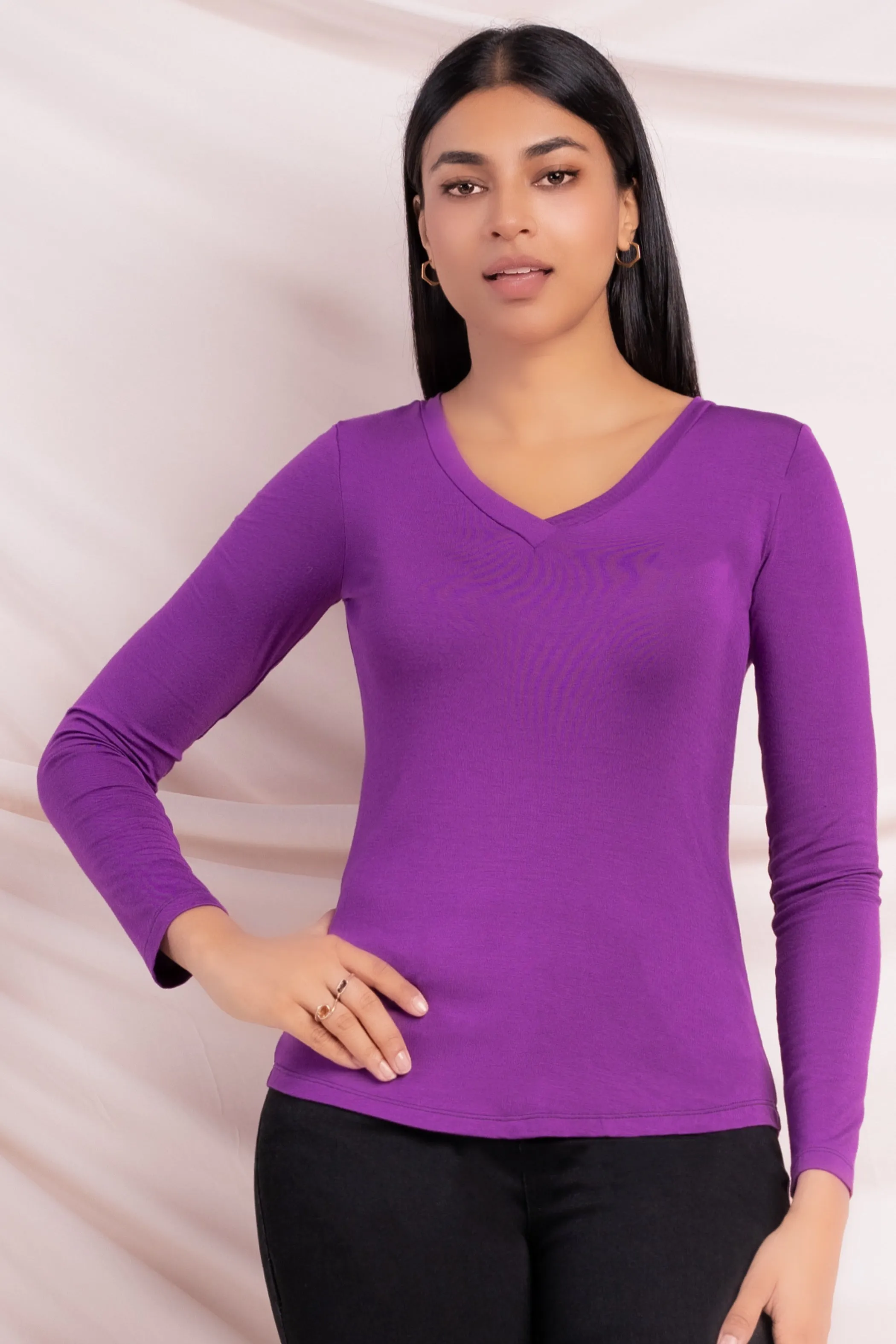 Purple V Neck T-Shirt