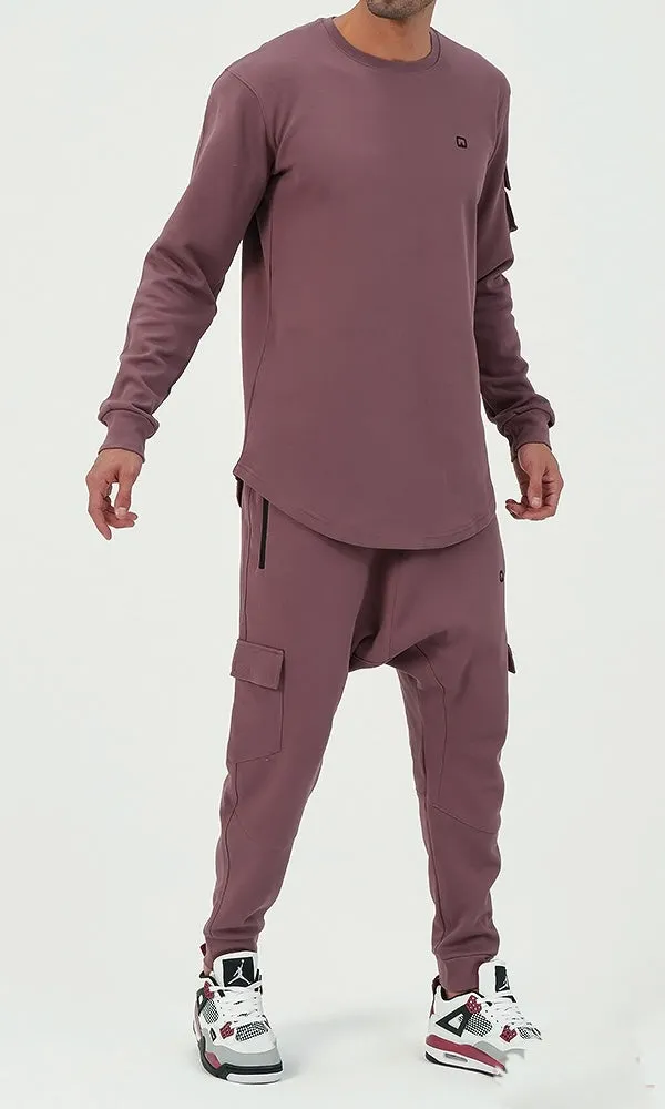 QL Sniper Set Cargo Joggers and Longline Top in Purple