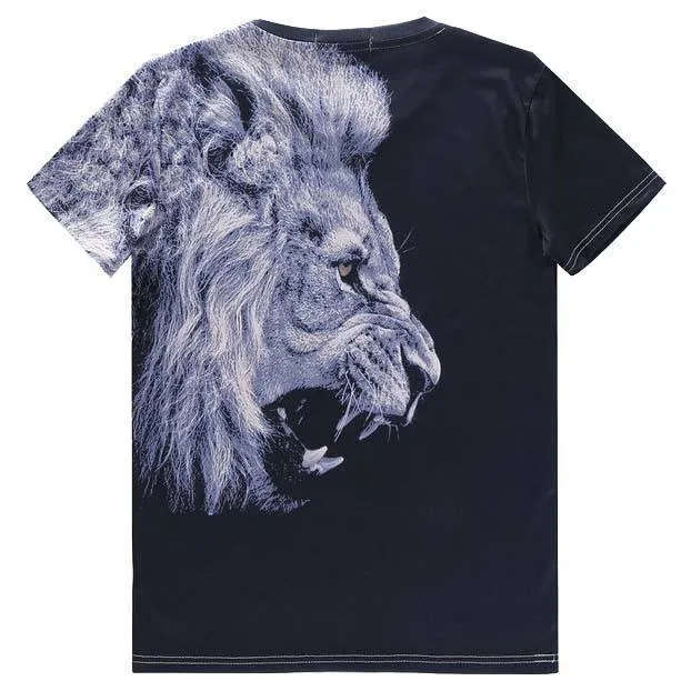 Realistic Lion Face Graphic Tee T-Shirt in Black | Gifts for Animal Lovers