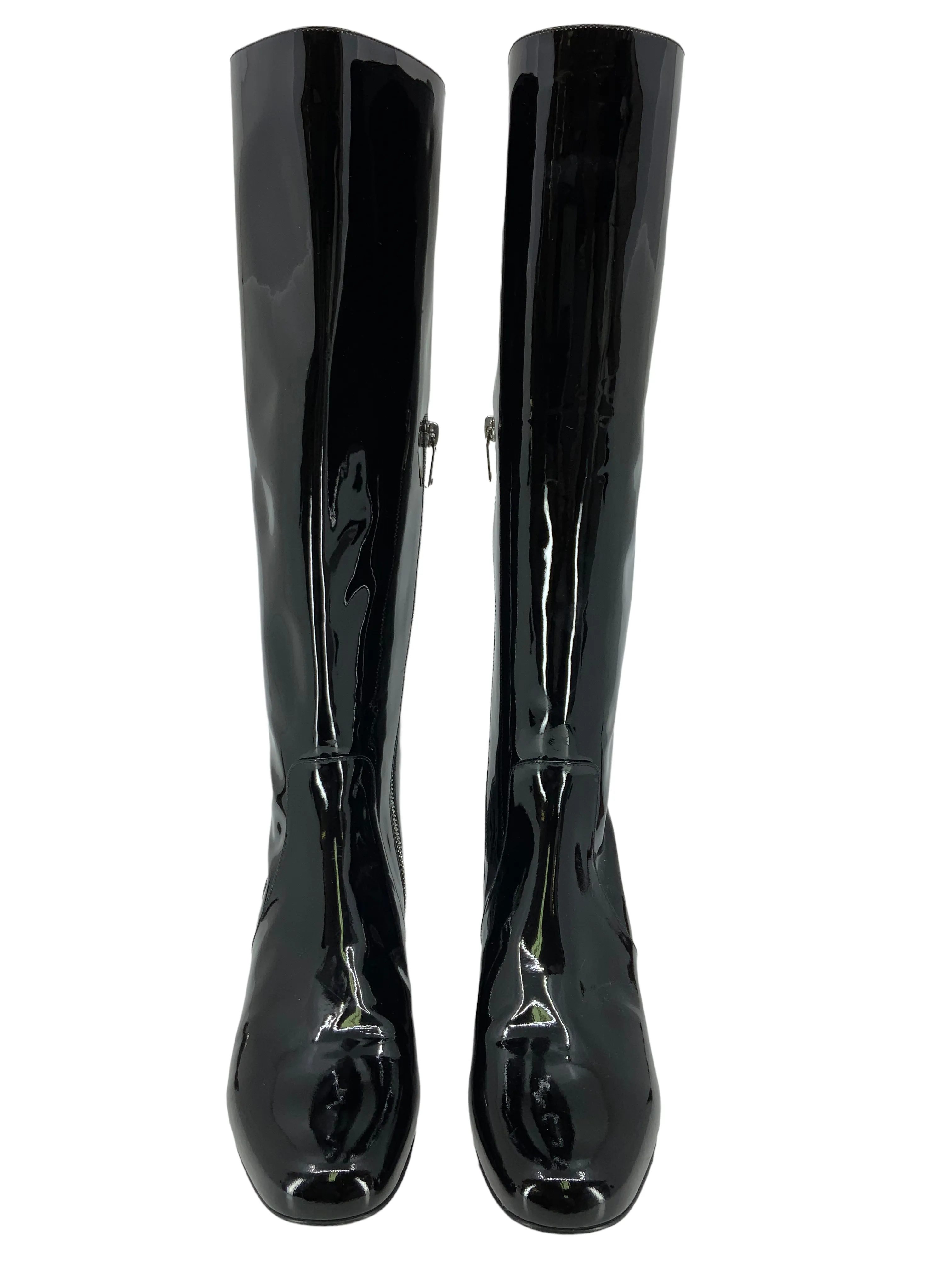 Saint Laurent Patent Leather Mid Calf Boots Size 9