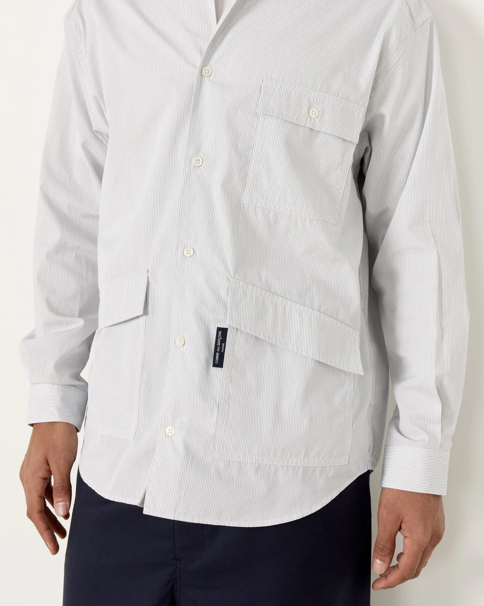 Shirt in White/Navy Stripe