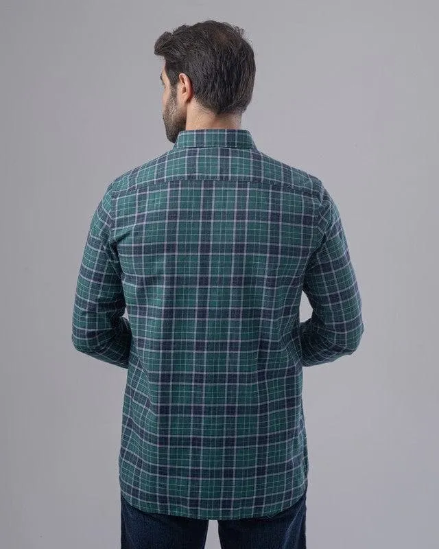 SLIM FIT CHECKERED SHIRT  - GREEN