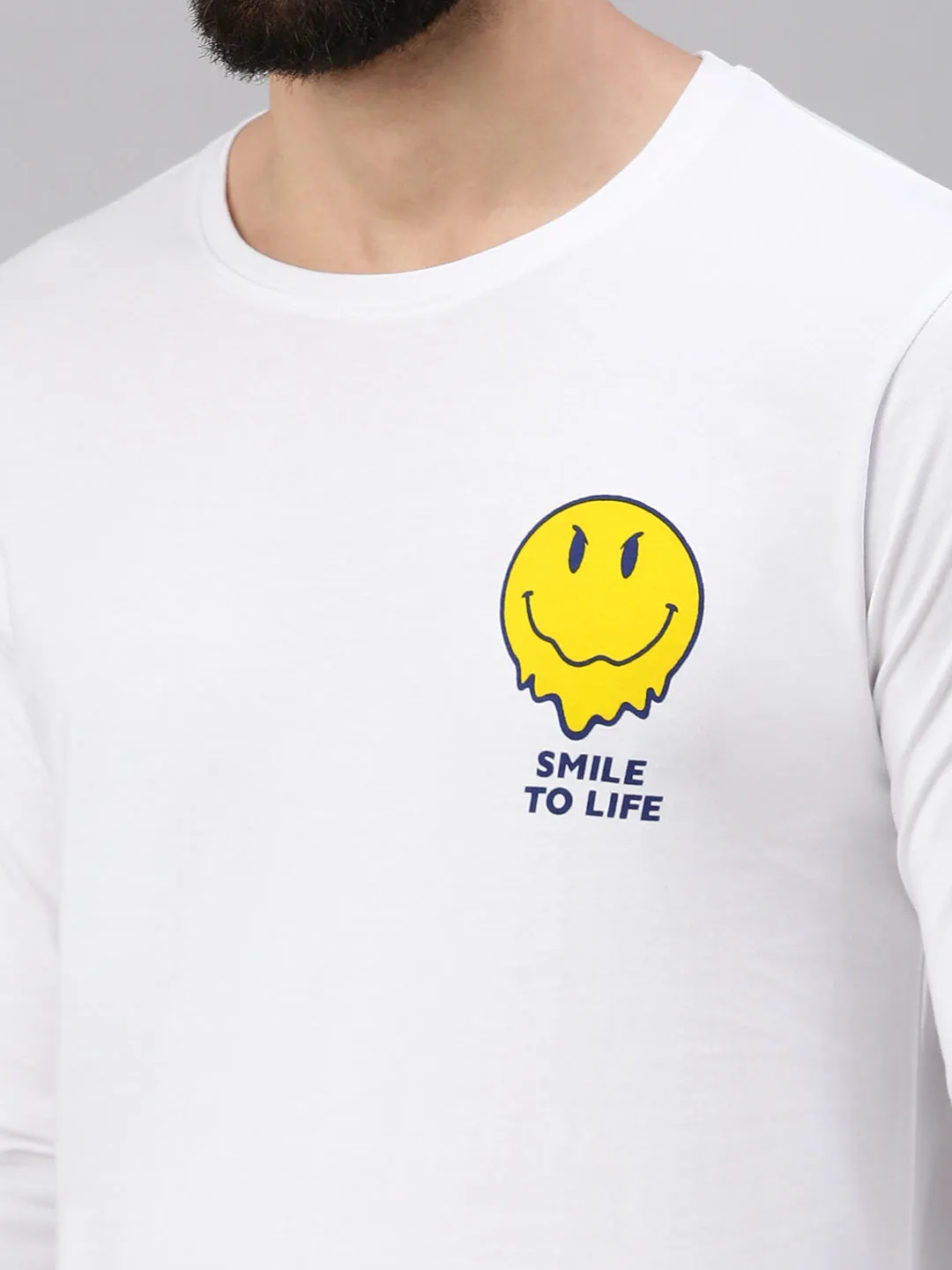 SMILE TO LIFE White Back Graphic Printed Tshirt