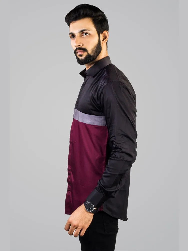 Striped Shirt Men - Men Purple & Black-Block Cotton Casual Shirt