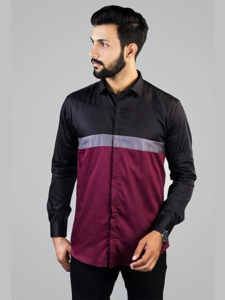 Striped Shirt Men - Men Purple & Black-Block Cotton Casual Shirt