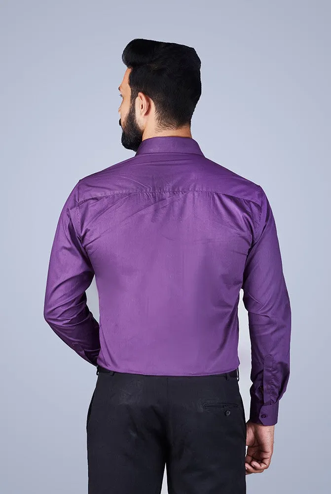 Striped Shirt Men - Men Purple Pinstripe Self Design Cotton Shirt