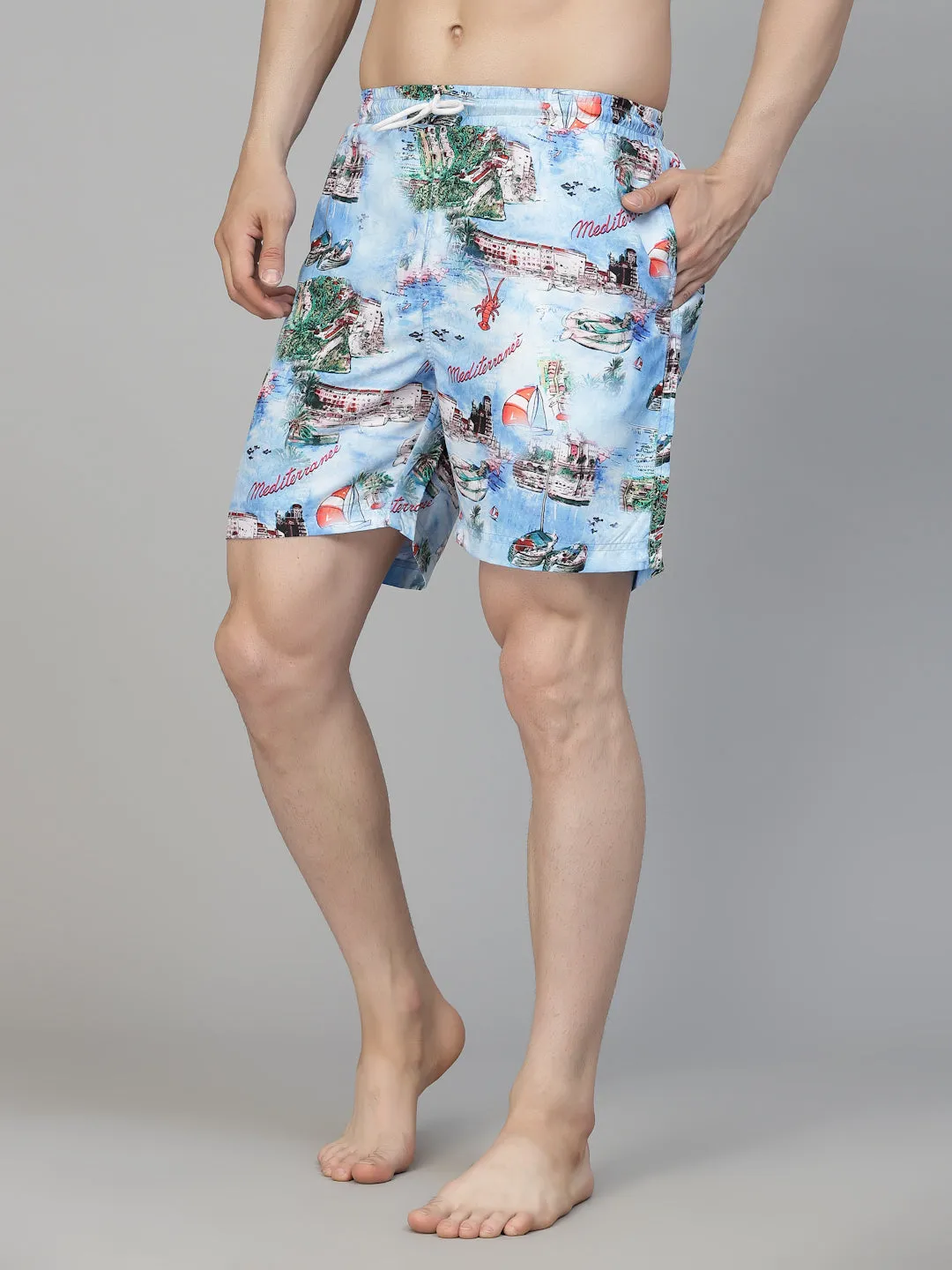 Style Quotient Men Multi Color Tropical Printed Polyester Swim Short