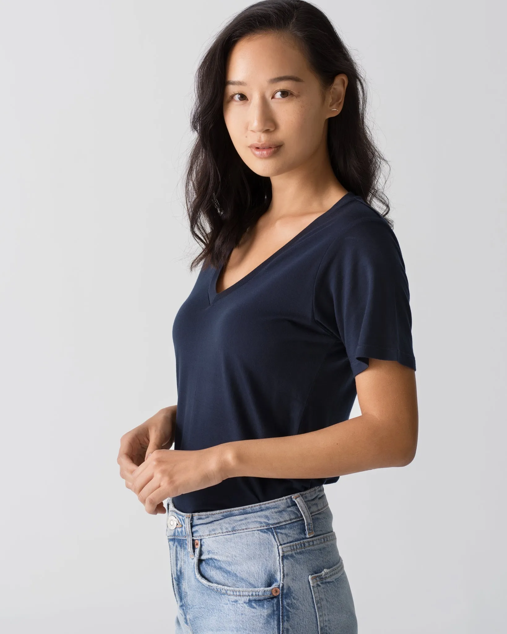 TENCEL V Neck Tee