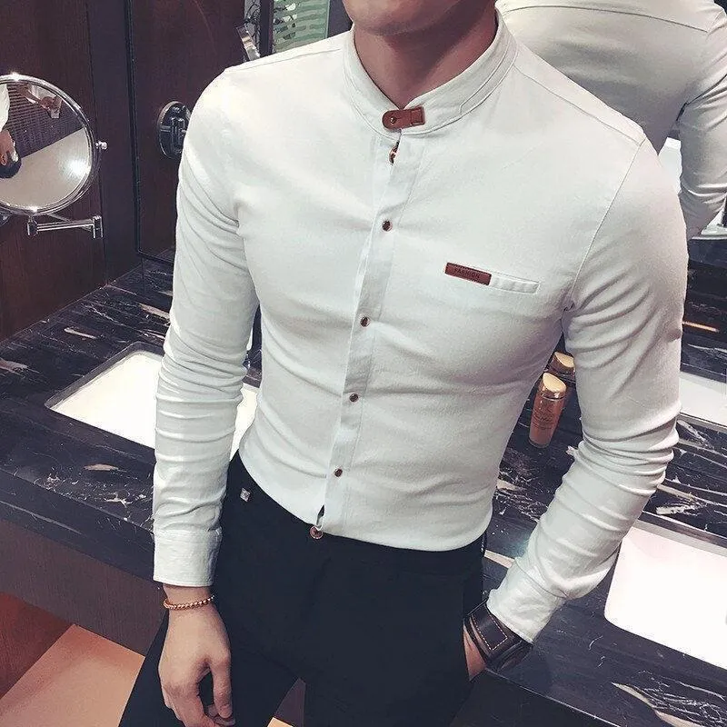 Trendy Stylish Branded White Cotton Button-Up Shirt For Men