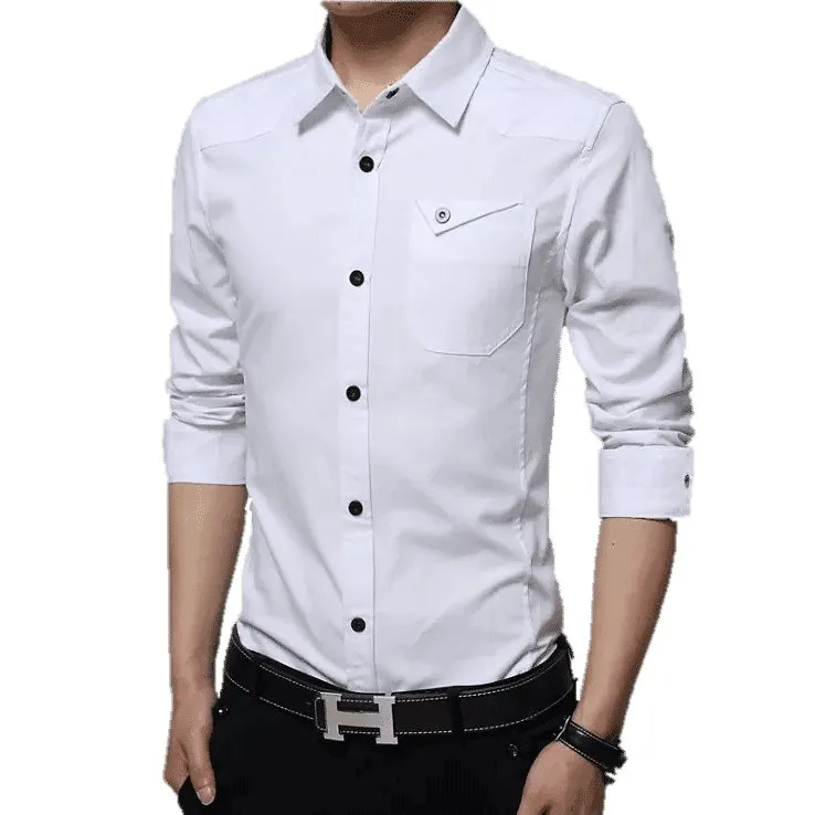 Trybuy Trendy Fashionable Branded White Cotton Button-Up Shirt For Men