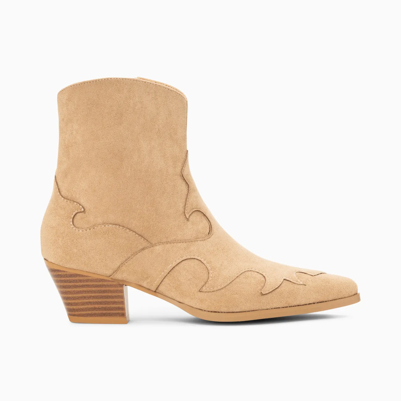 'Vanessa Wu' Beige Clyde Cowboy Boots with Western Cutouts